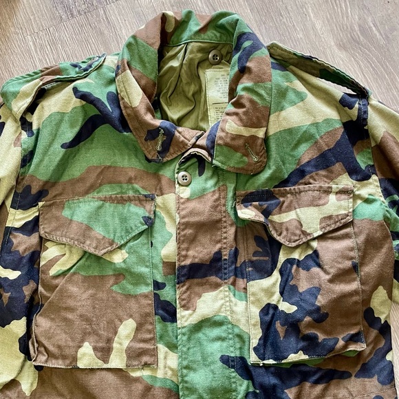 Vintage 1985 MFG Military Army Woodland Camouflage Heavyweight Jacket Field Coat - Picture 7 of 16